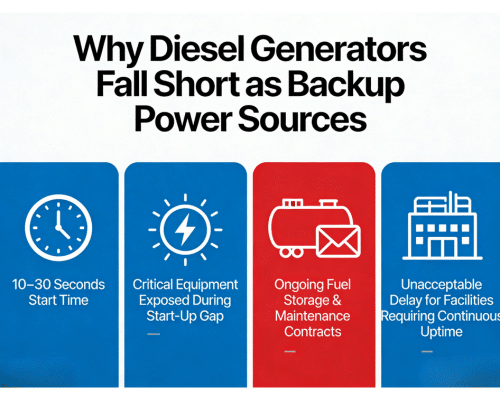 Diesel generator used as emergency power supply for an industrial facility