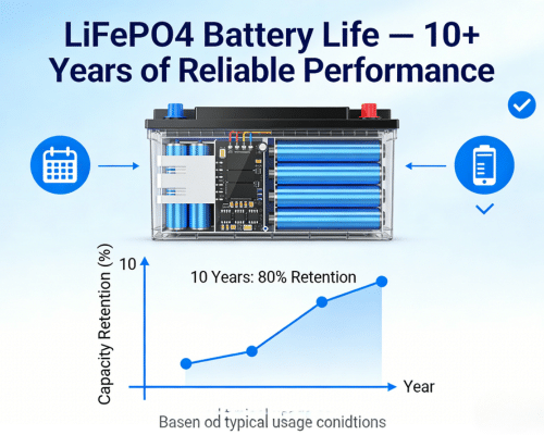 LiFePO4 lithium battery with 10+ year lifespan for solar energy storage systems