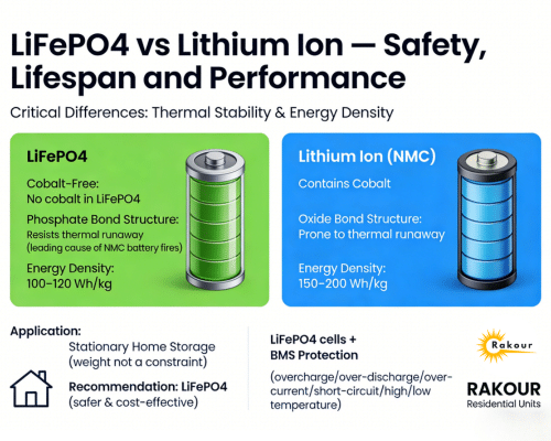 LiFePO4 vs lithium ion battery comparison showing safety lifespan and performance differences