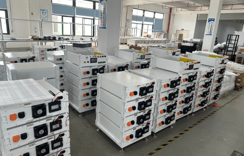 Rack mount battery parallel configuration diagram showing scalable industrial BESS string layout