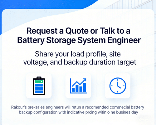 Rakour battery storage system engineer providing pre-sales sizing support and project quote for C&I backup applications