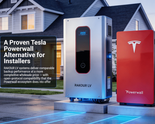 RAKOUR LV LiFePO4 battery as a tesla powerwall alternative for residential home battery backup